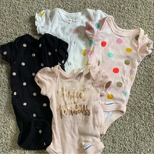 🖤Bundle of 4 Preemie Baby Girl Onesies